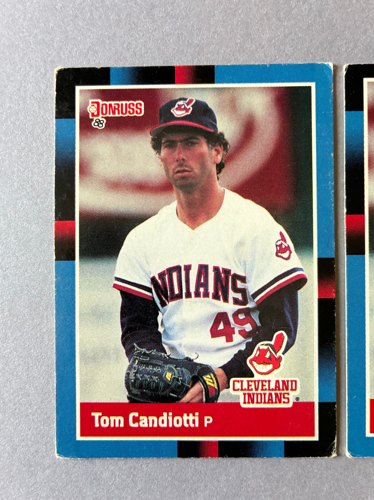 (LOT OF 2) 1988 DONRUSS - TOM CANDIOTTI #377 CLEVELAND INDIANS