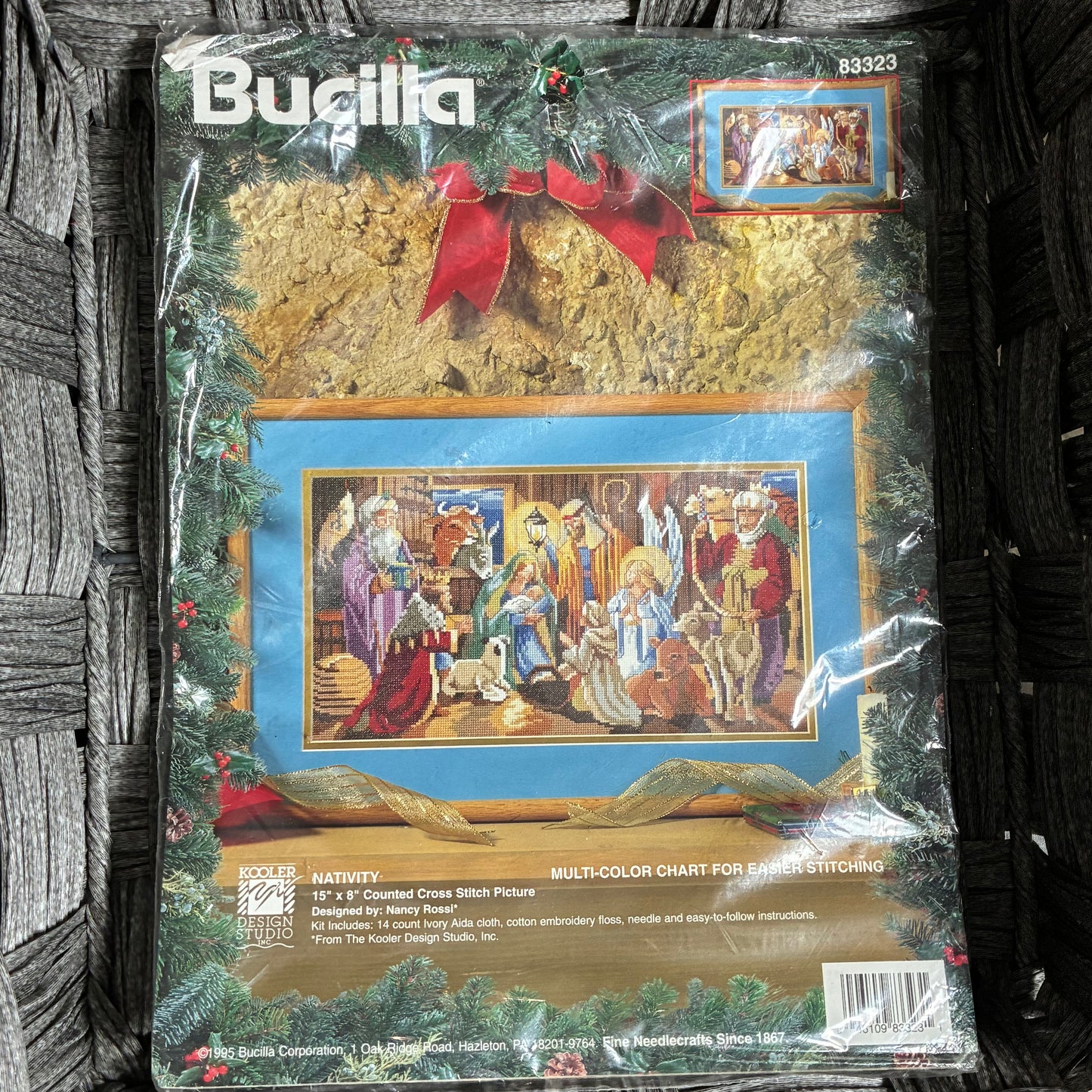 BUCILLA NANCY ROSSI 1995 CHRISTMAS NATIVITY COUNTED CROSSS STITCH KIT #83323 NEW