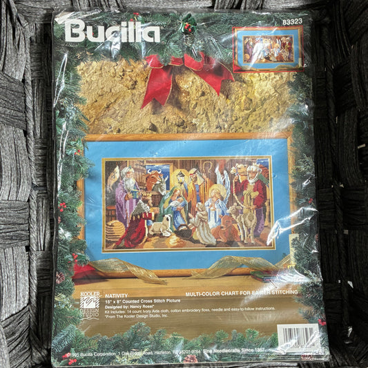BUCILLA NANCY ROSSI 1995 CHRISTMAS NATIVITY COUNTED CROSSS STITCH KIT #83323 NEW