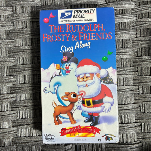 VINTAGE USPS PRIORITY MAIL VHS THE RUDOLPH, FROSTY & FRIENDS SING ALONG - SEALED