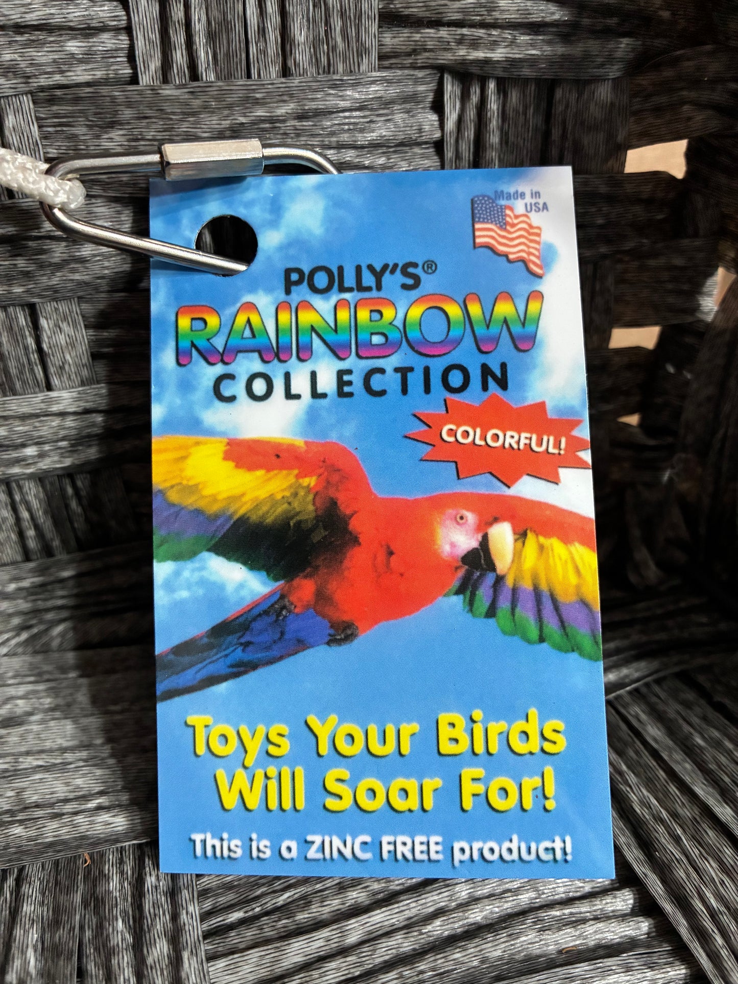 POLLY'S RAINBOW COLLECTION HANGING COCONUT BIRD TOY