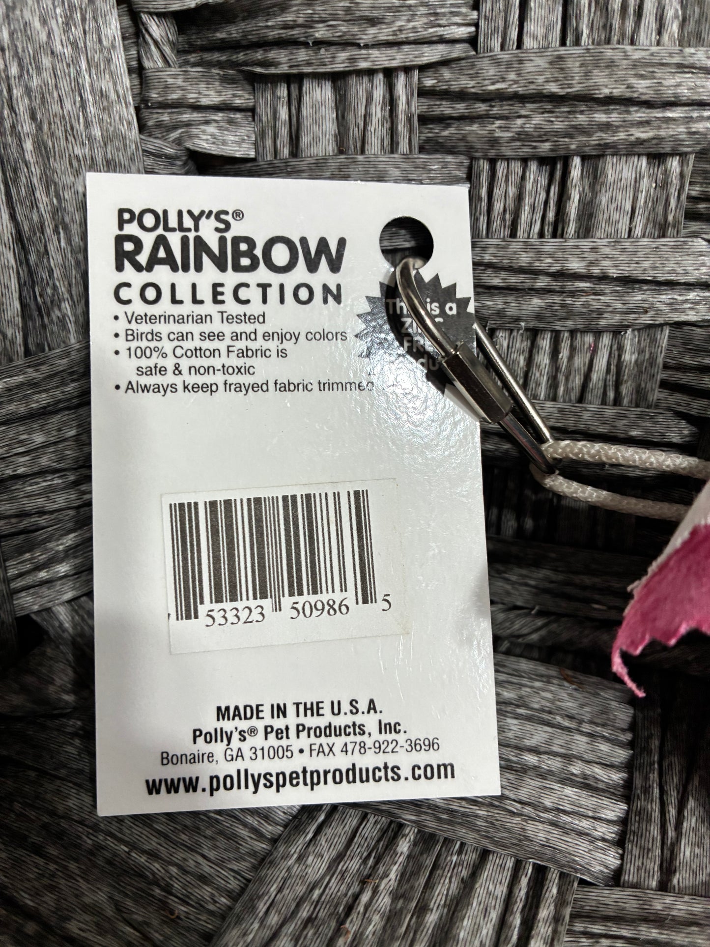 POLLY'S RAINBOW COLLECTION HANGING COCONUT BIRD TOY