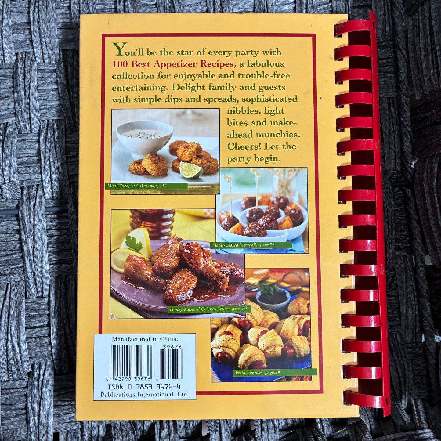 100 BEST APPETIZER RECIPES 2004 SPIRAL BOUND VINTAGE COOKBOOK - PRE OWNED