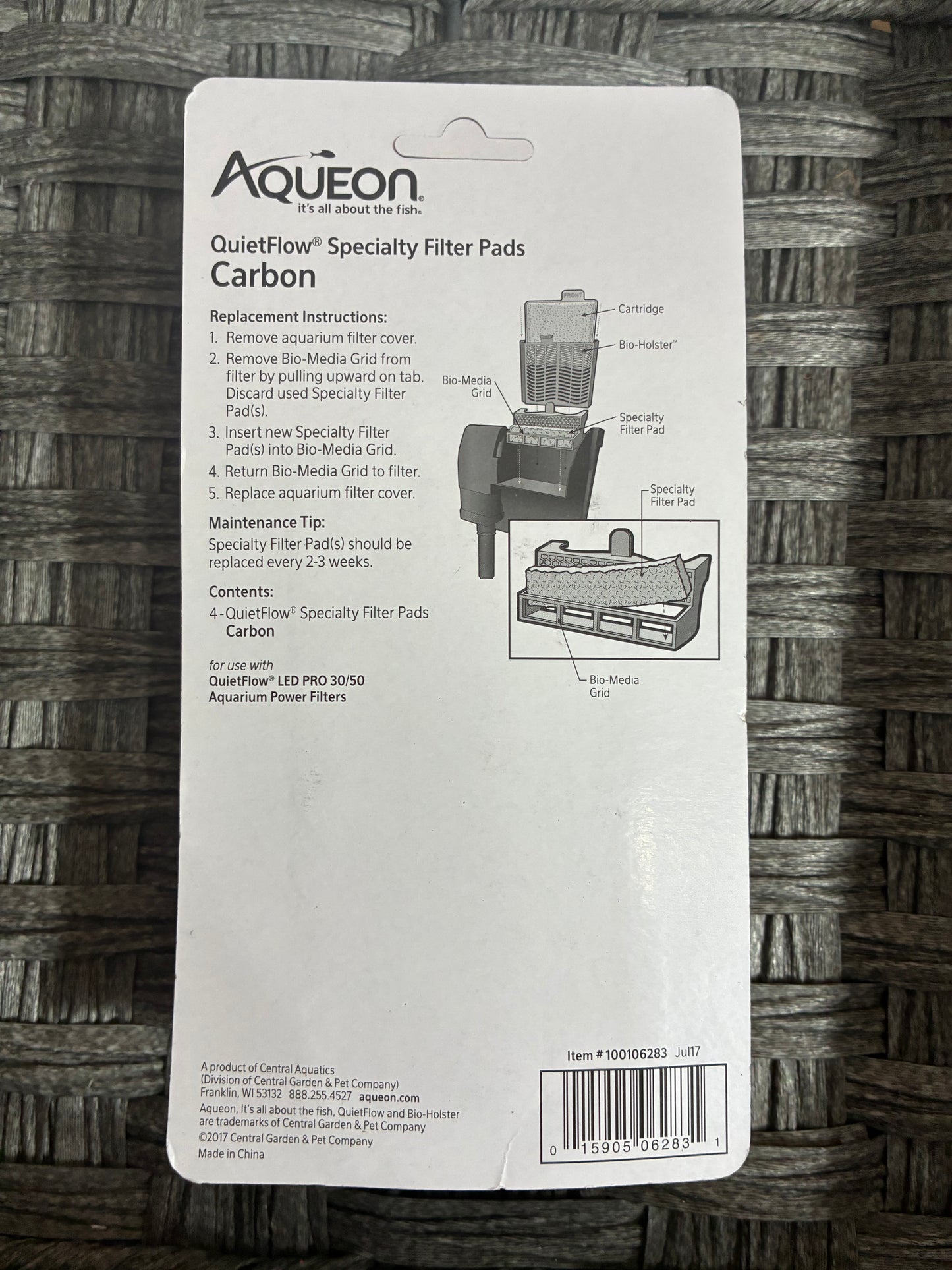 AQUEON QUIETFLOW SPECIALTY FILTER PADS CARBON 30 50 4CT