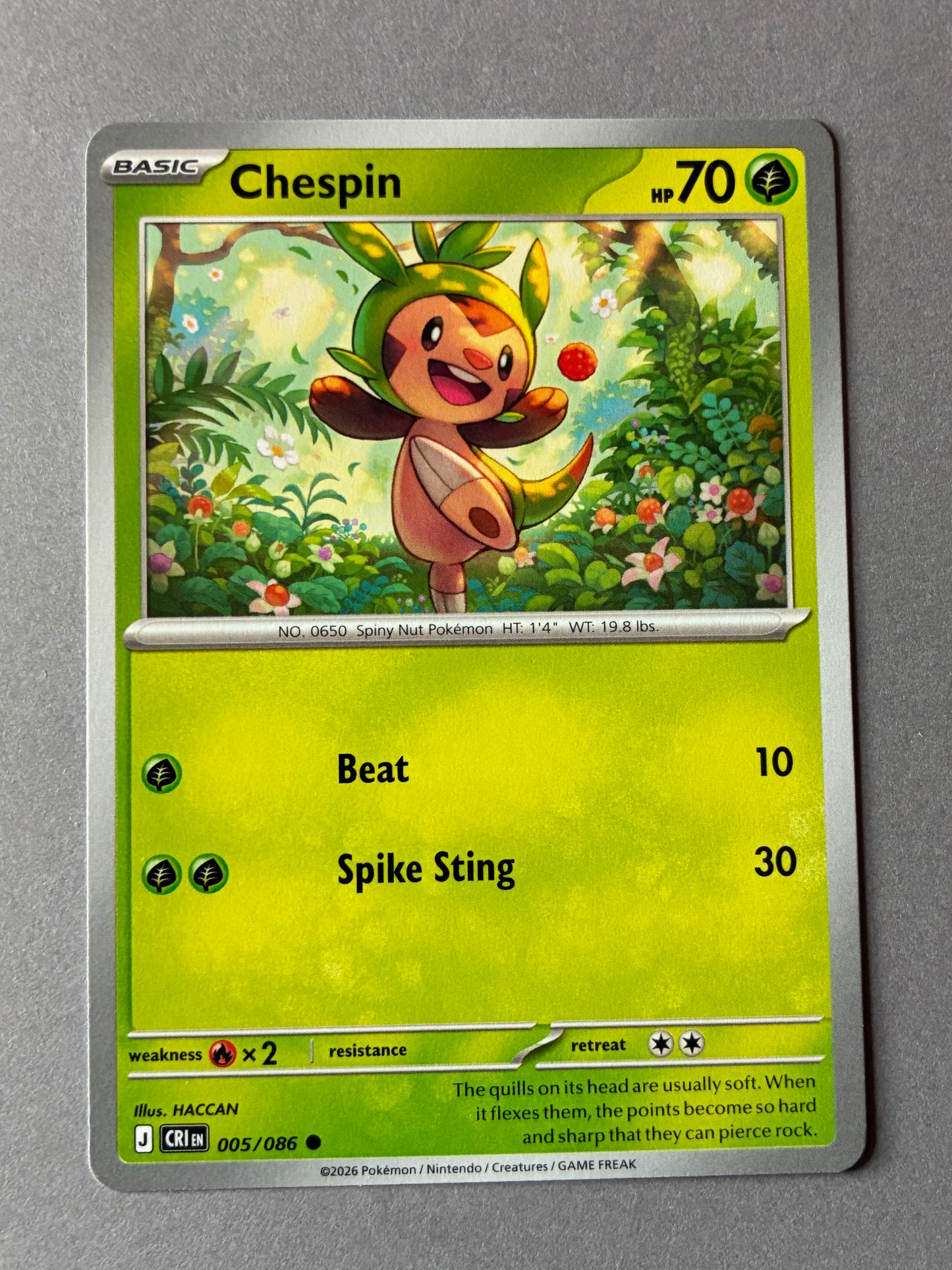 2026 POKEMON TCG (CRI) - CHESPIN 005/086
