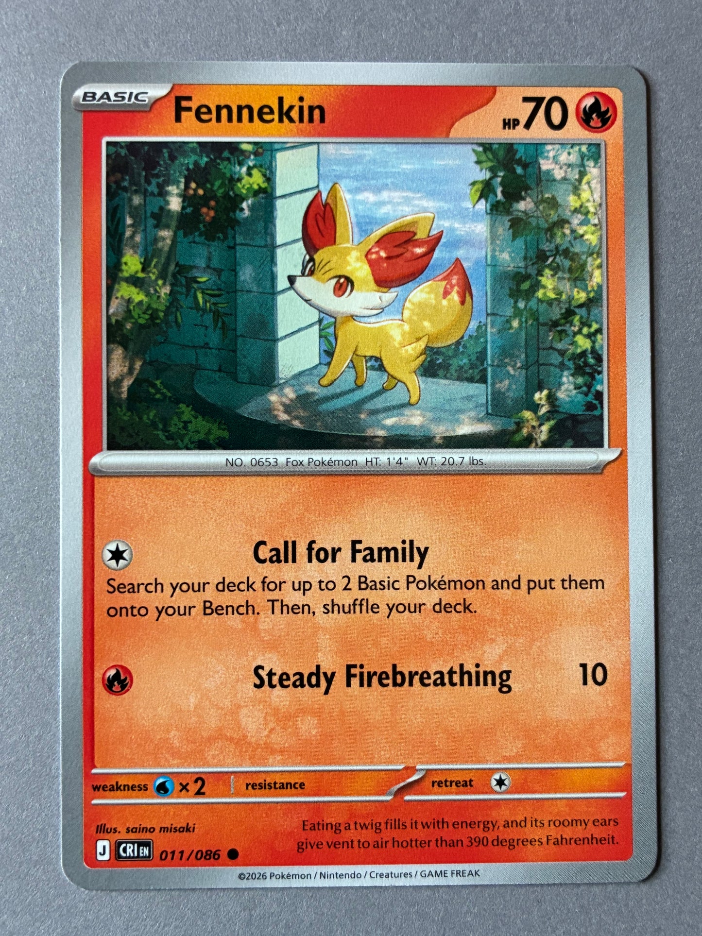 2026 POKEMON TCG (CRI) - FENNEKIN 011/086