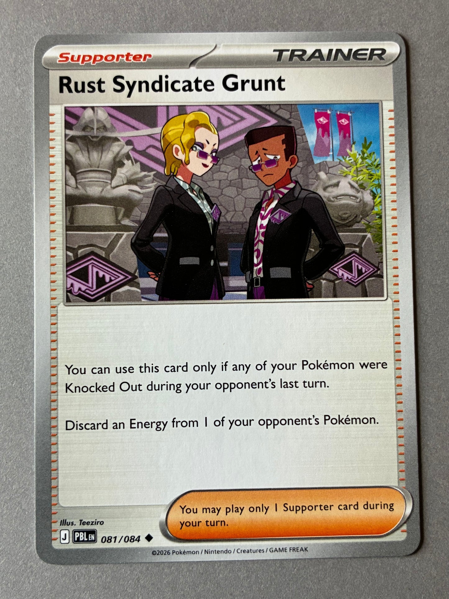 2026 POKEMON TCG (PBL) - RUST SYNDICATE GRUNT 081/084 TRAINER SUPPORTER
