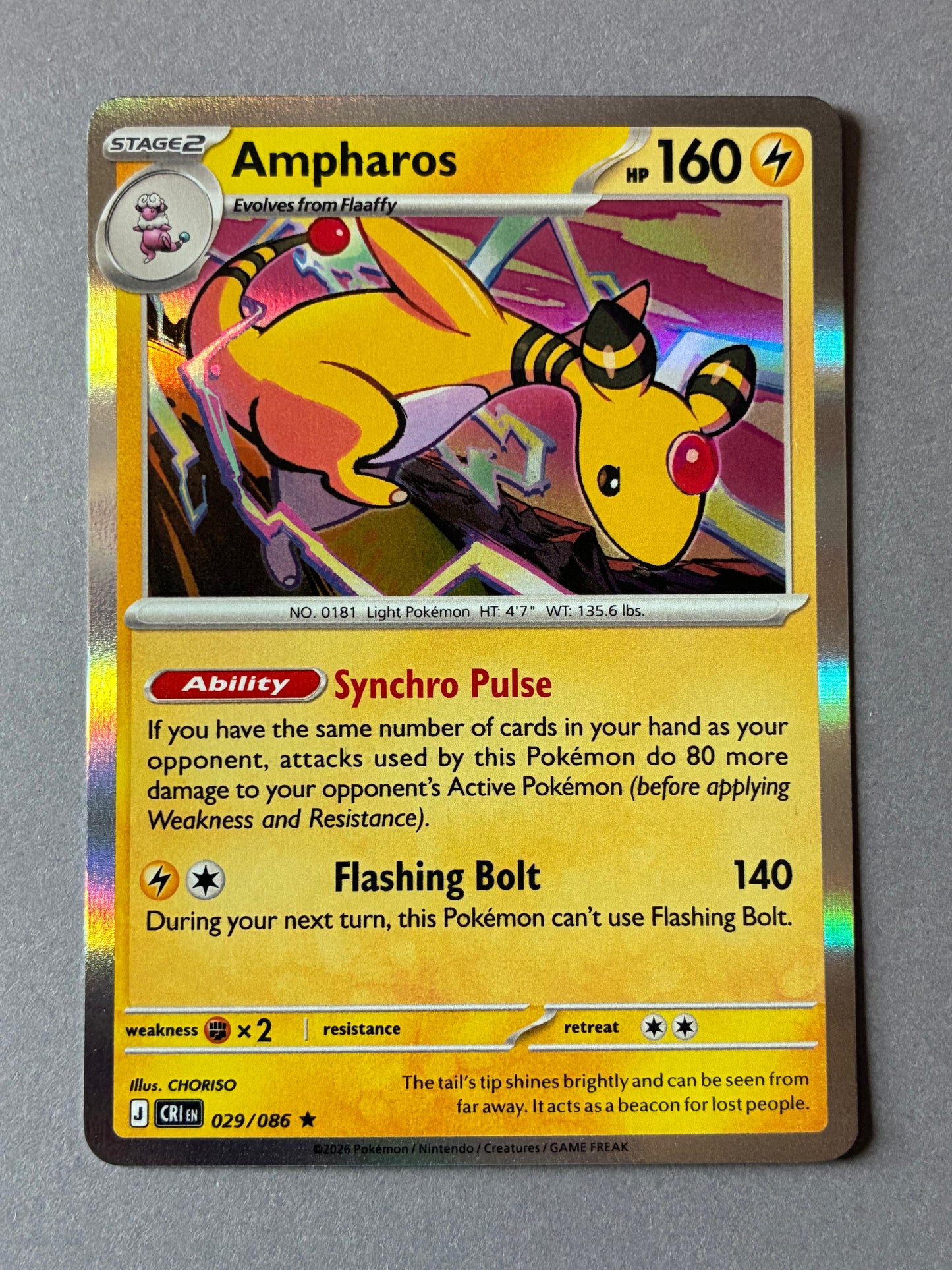 2026 POKEMON TCG (CRI) - AMPHAROS 029/086 (HOLO)