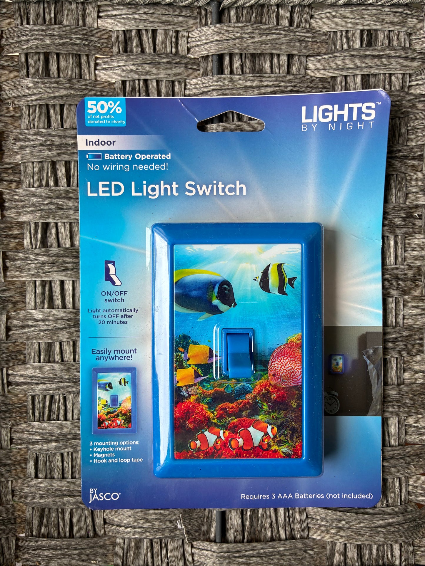 3X JASCO BATTERY OPERATED LED NIGHT LIGHT SWITCH TROPICAL FISH THEMED