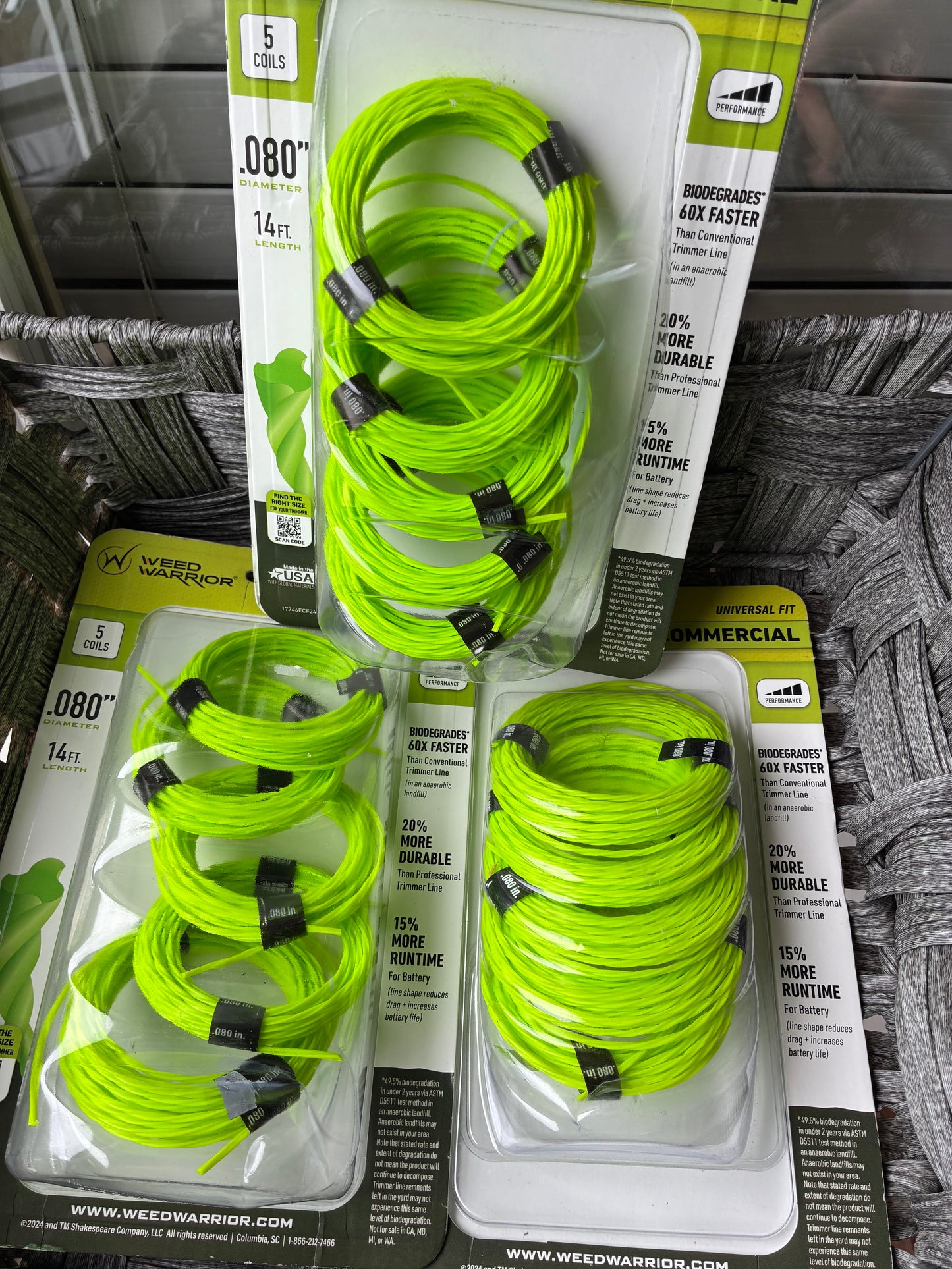3X WEED WARRIOR UNIVERSAL FIT COMMERCIAL .080" DIAM. 14FT LONG 5 COILS