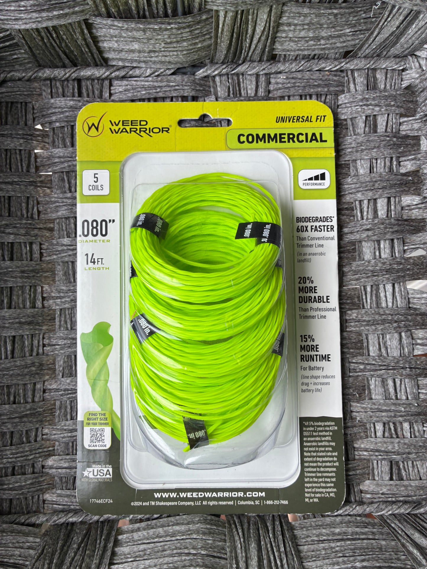 3X WEED WARRIOR UNIVERSAL FIT COMMERCIAL .080" DIAM. 14FT LONG 5 COILS