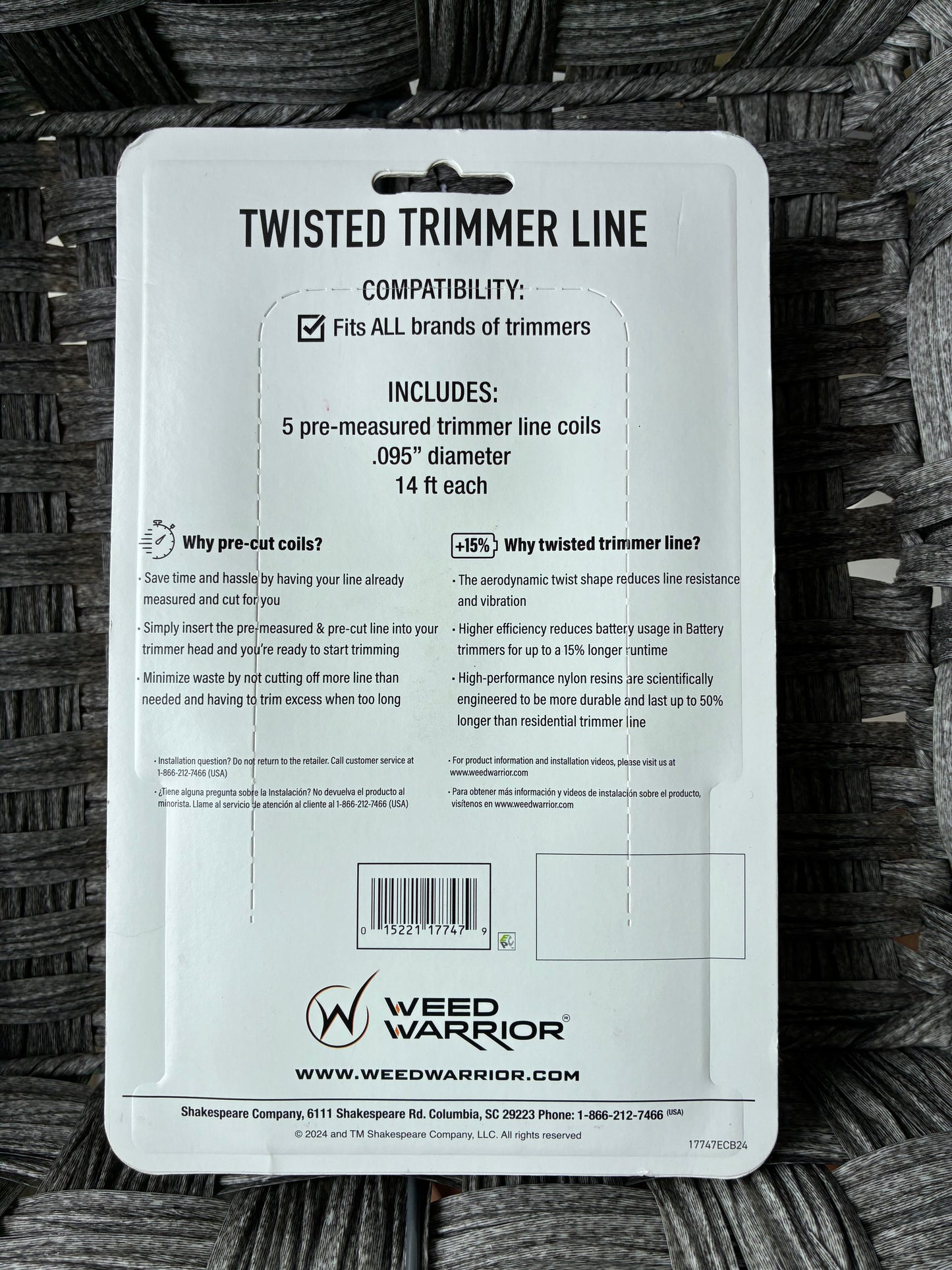 3X WEED WARRIOR UNIVERSAL FIT COMMERCIAL .080" DIAM. 14FT LONG 5 COILS
