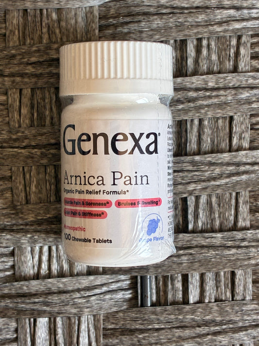 GENEXA ARNICA PAIN ORGANIC HOMEOPATHIC 100 CHEWABLE TABLETS GRAPE FLAVORED