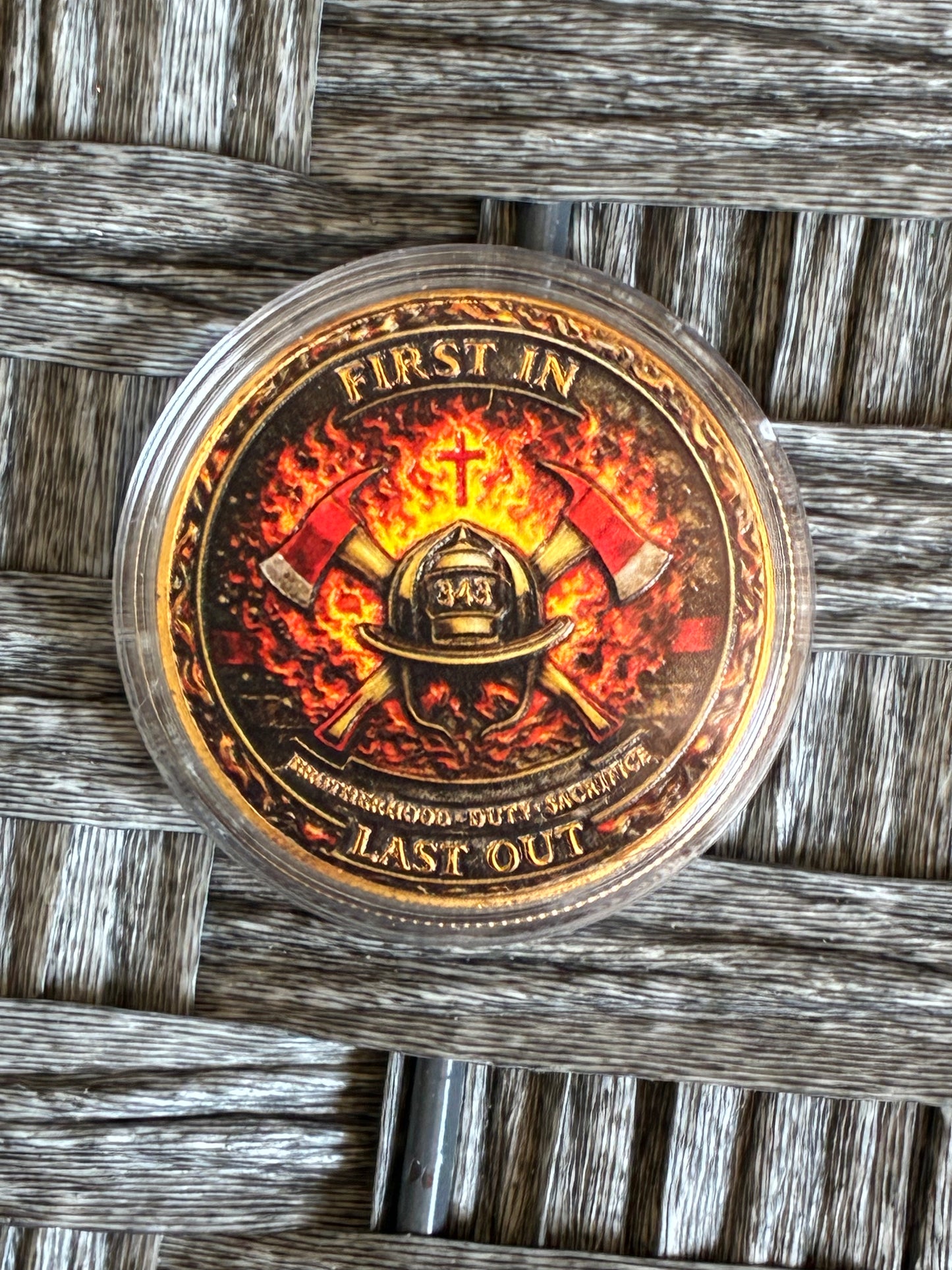 FIRE DEPARTMENT CHALLENGE COIN HERE AM I SEND ME ISAIAH 6:8 COLLECTIBLE COIN