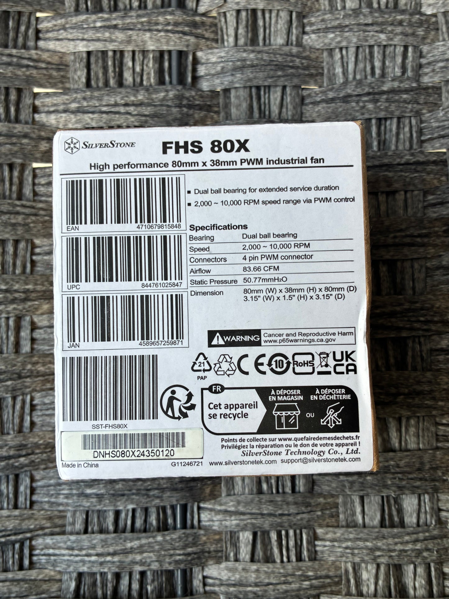 SILVERSTONE FHS 80X HIGH PERFORMANCE 80MM X 38MM PWM INDUSTRIAL FAN