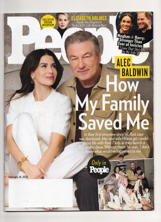 PEOPLE MAGAZINE FEBRUARY 2025 ALEC BALDWIN, ELIZABETH HOLMES, HARRY & MEGHAN