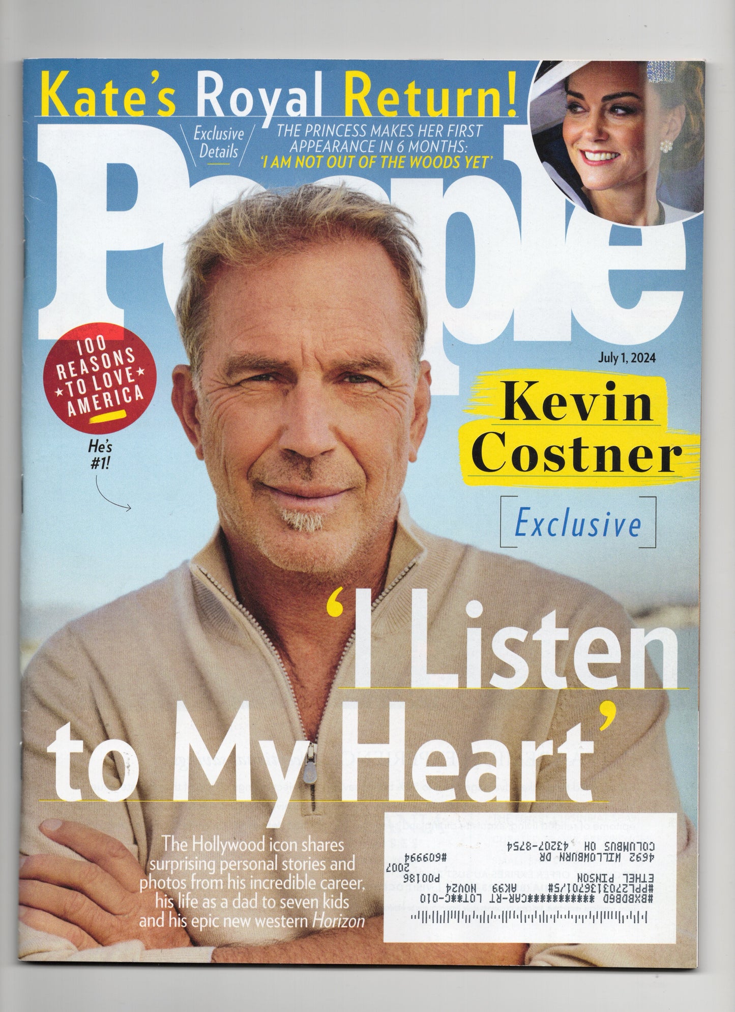 PEOPLE MAGAZINE JULY 2024 KEVIN COSTNER, PRINCESS KATE