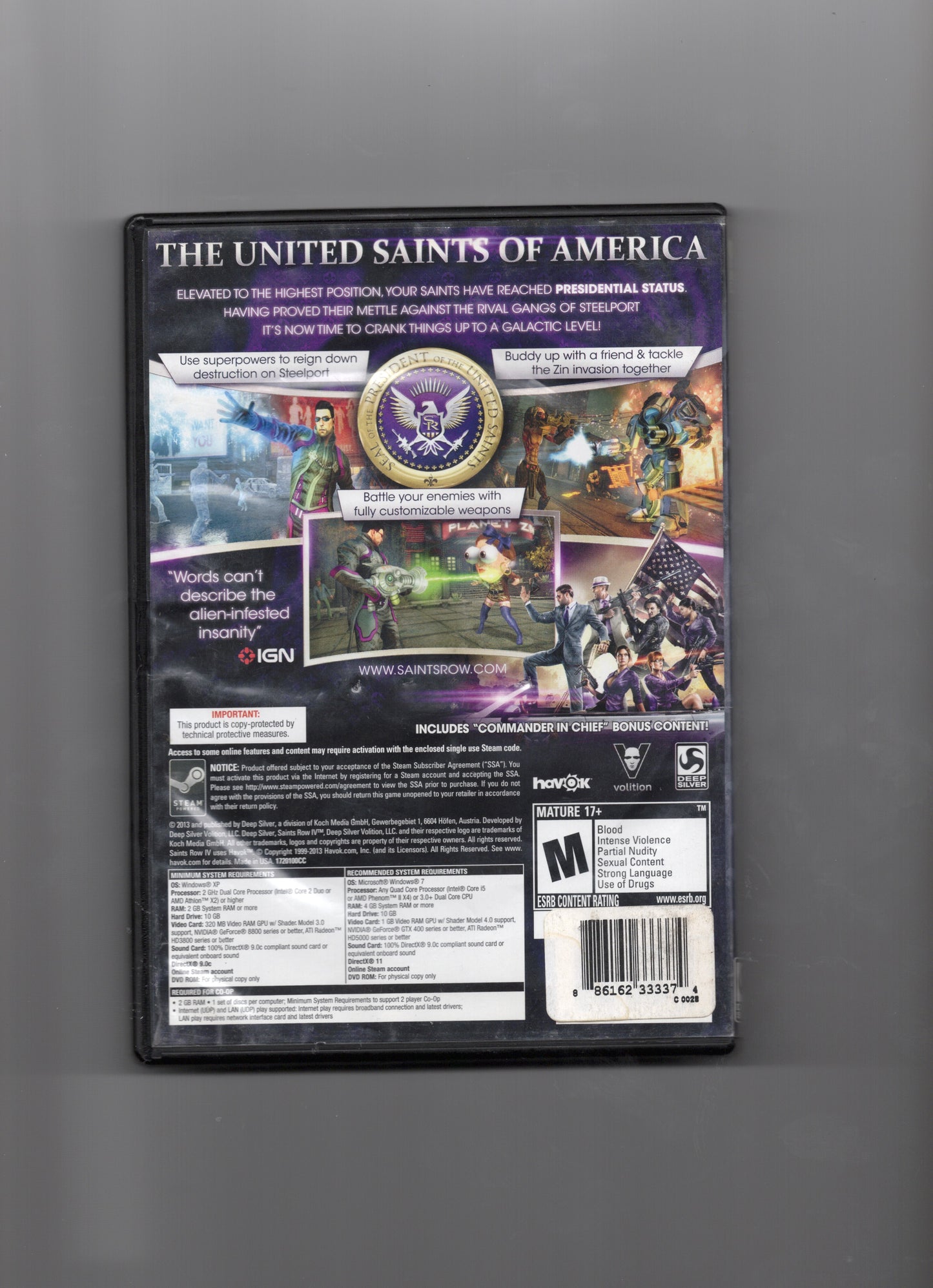 SAINTS ROW IV COMMANDER IN CHIEF ED. - 1 DISC - PRE OWNED