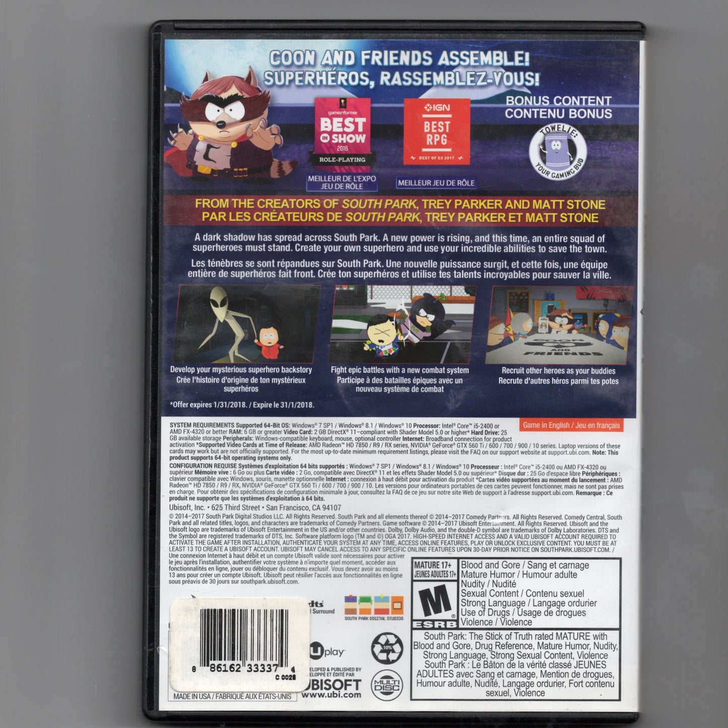 SOUTH PARK: THE FRACTURED BUT WHOLE PC GAME - 3 DISC - PRE OWNED GOOD CONDITION