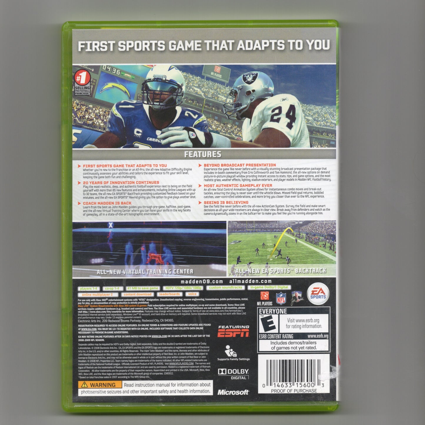 XBOX 360 MADDEN 09 NFL VIDEO GAME - PRE OWNED