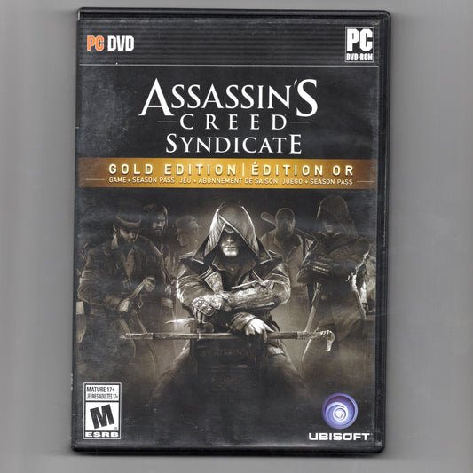 ASSASSIN'S CREED SYNDICATE GOLD EDITION FOR PC 5 DISC + 2 CODES - PRE OWNED GOOD