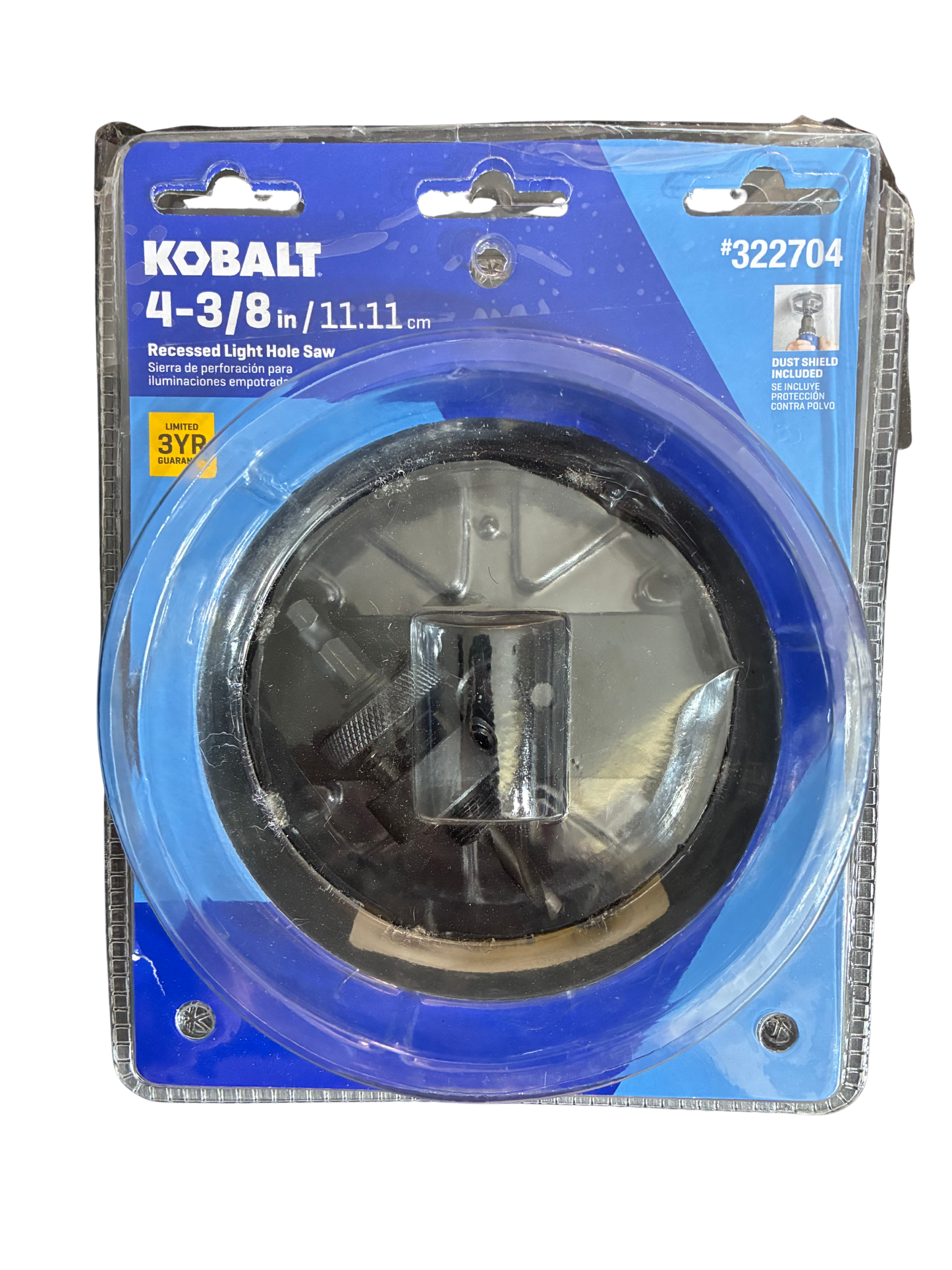 KOBALT 4-3/8" CARBIDE-GRIT RECESSED LIGHT HOLE SAW KIT OPENED