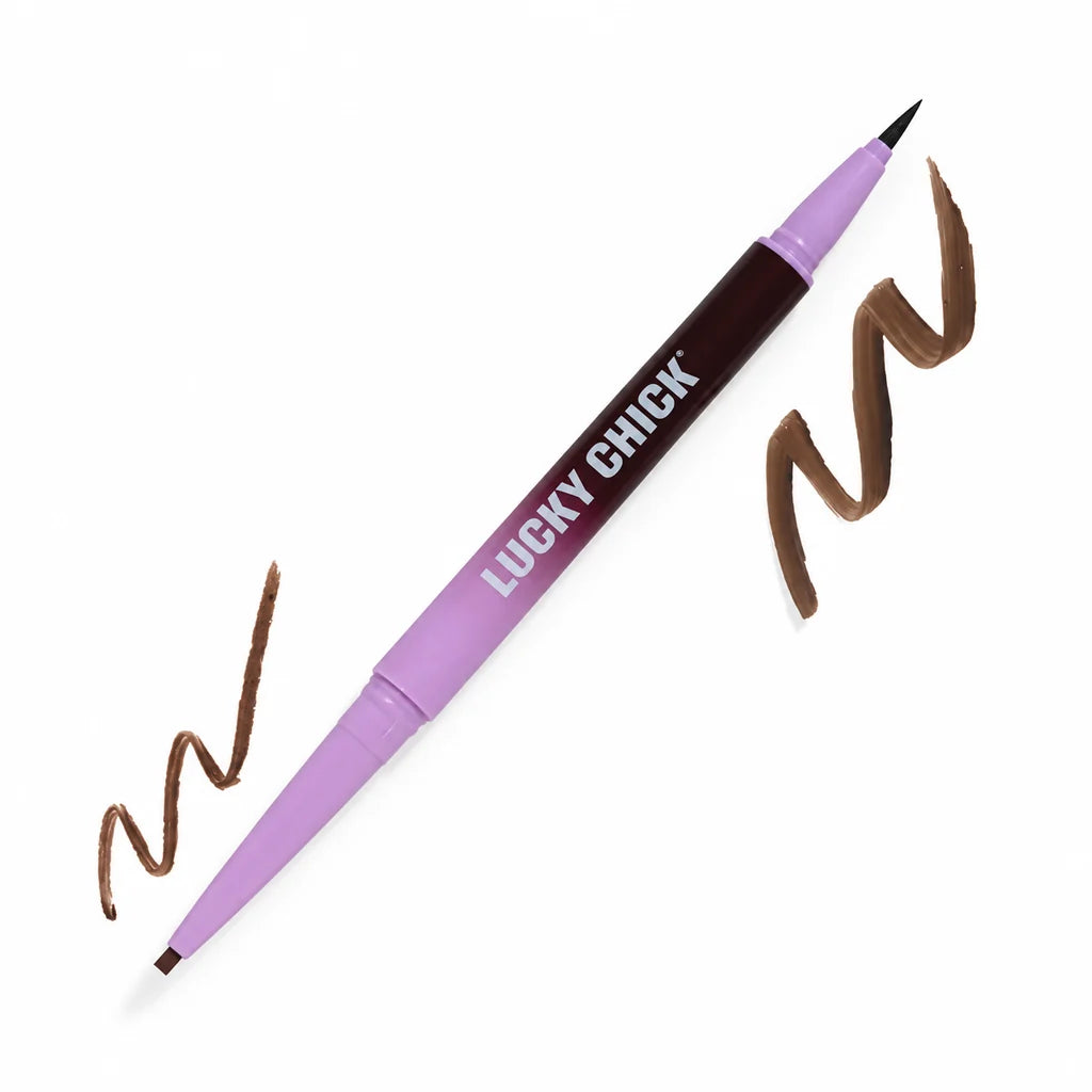 LUCKY CHICK DUAL-ENDED LIQUID + GEL EYELINER (TRUFFLE LUCK - DARK BROWN) NEW