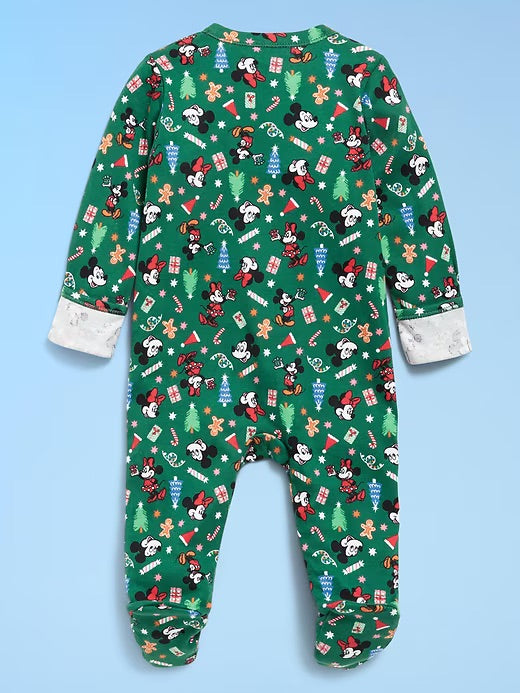 OLD NAVY X DISNEY 2-WAY-ZIP SLEEP & PLAY FOOTED ONE PIECE MICKEY MOUSE CHRISTMAS NEWBORN UP TO 7LBS