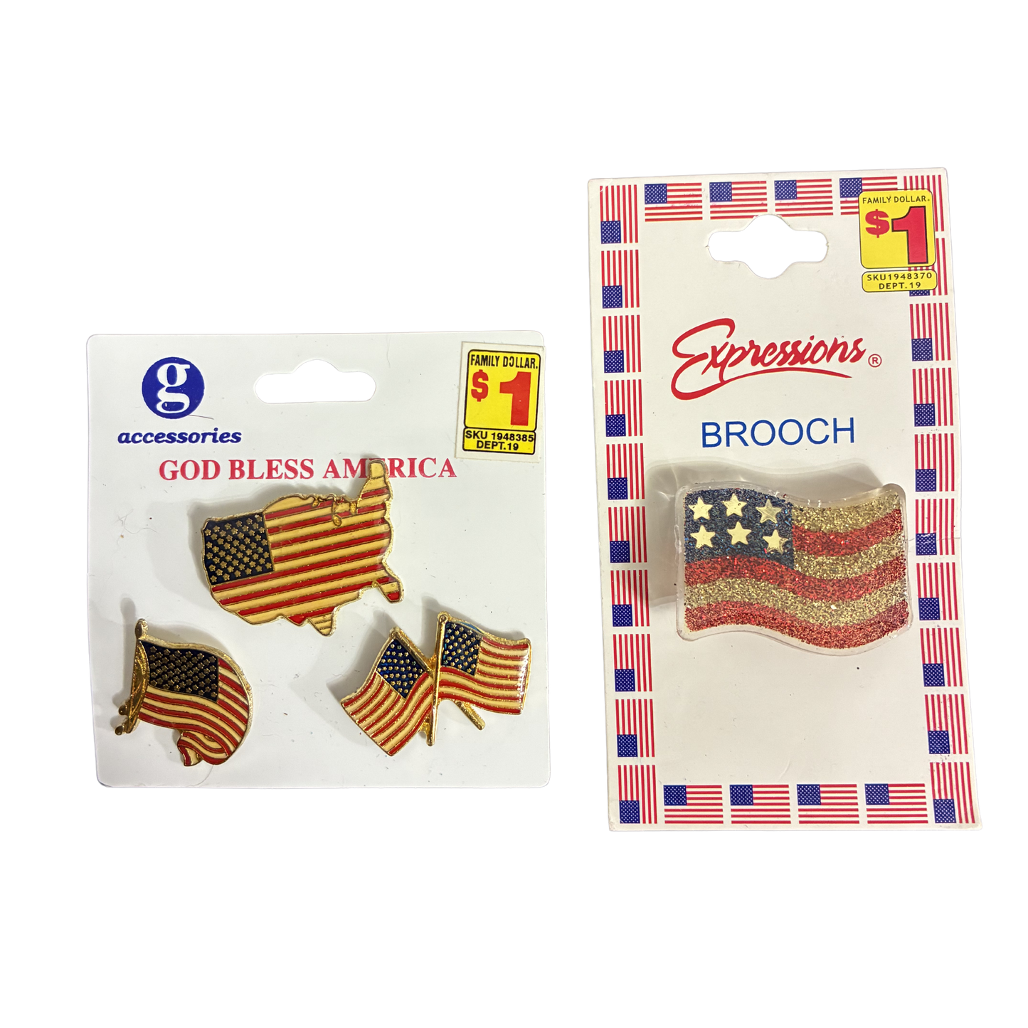 AMERICAN FLAG BROOCHES AND PINS LOT