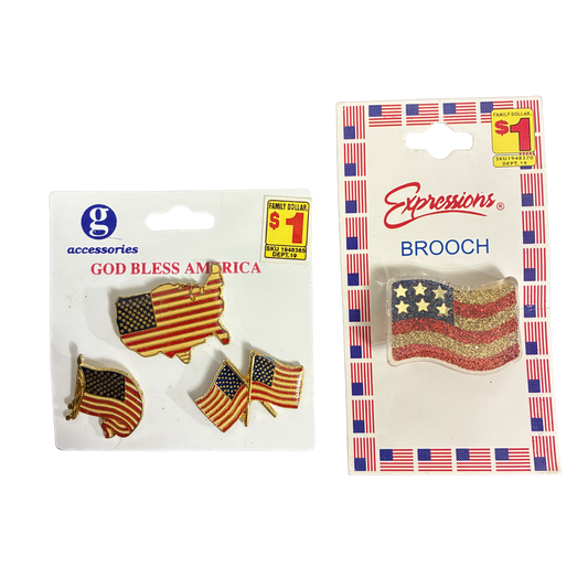 AMERICAN FLAG BROOCHES AND PINS LOT