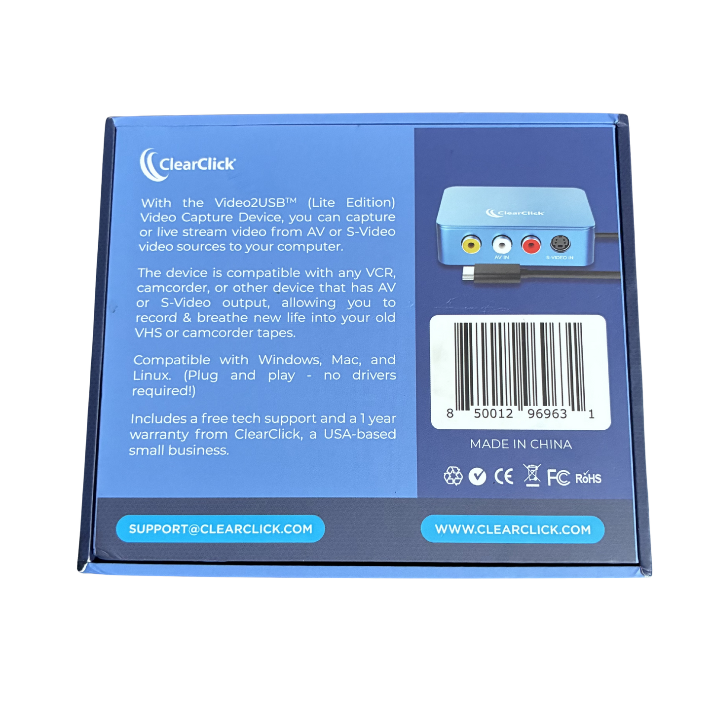 CLEARCLICK VIDEO TO USB LITE EDITION ANALOG TO DIGITAL CONVERTER - NEW OPEN BOX