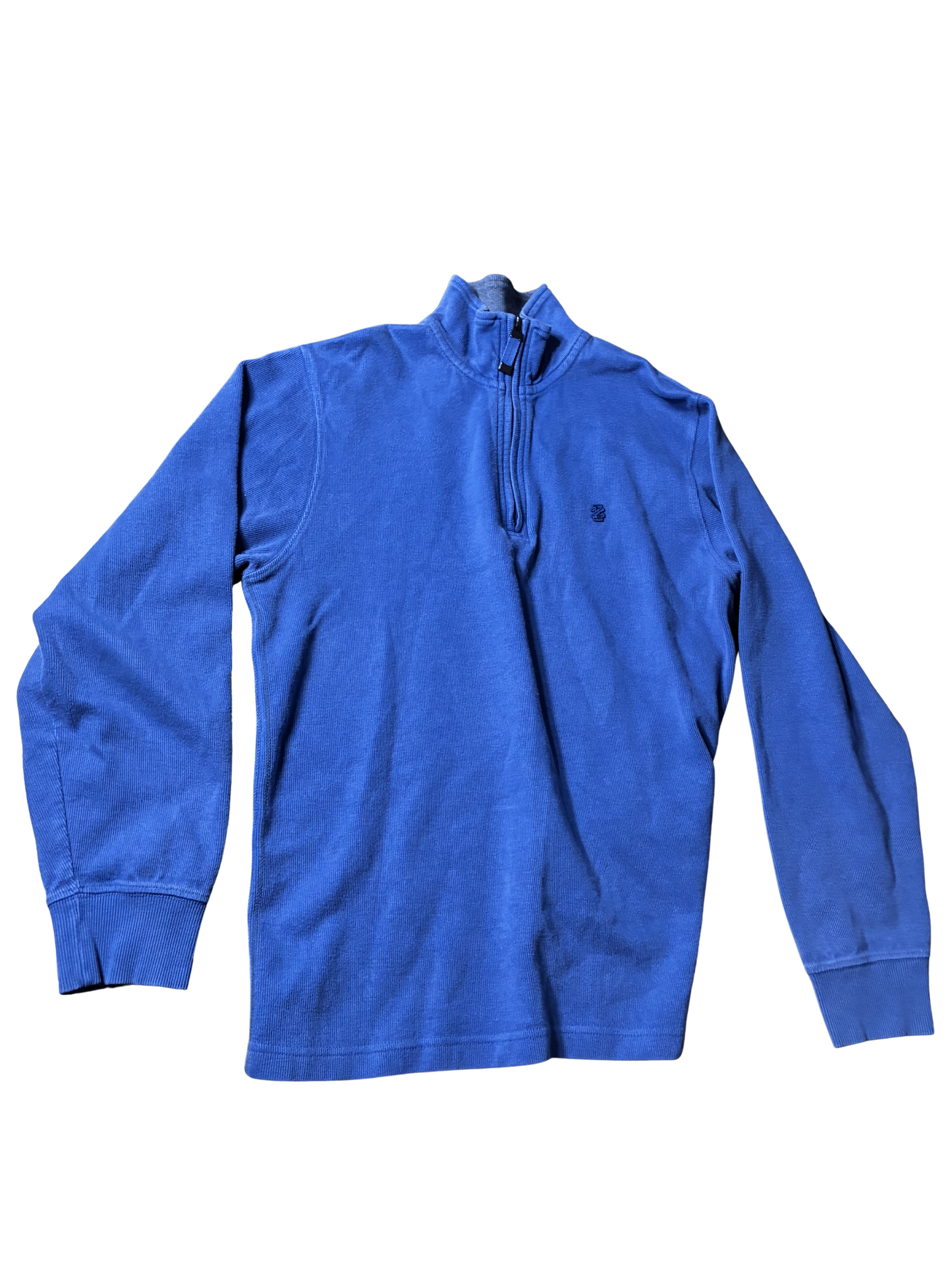 MENS IZOD BLUE AND GREY QUARTER ZIP COTTON SWEATER - MEDIUM - PRE OWNED - GOOD